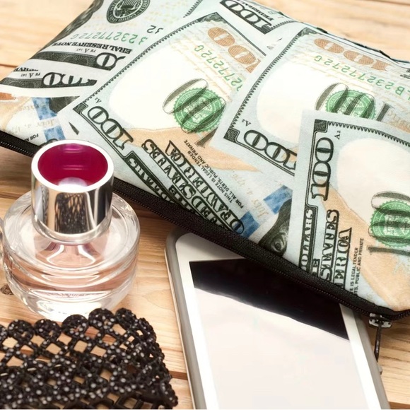 Womens NEW Green Money Print Cosmetic Bag/Tarot Clutch/Mini Purse, OS - Picture 8 of 8